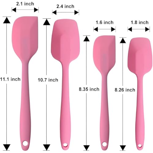 P Plus Fire P PlusFire Non-Stick Heat-Resistant BPA-Free Silicone Scraper Spatula Turner Spoon for Baking, Cooking, Mixing, Kitchen Tools Silicone Scraper with Nonslip Handle for Cooking (Set of 4, Pink) - Image 2