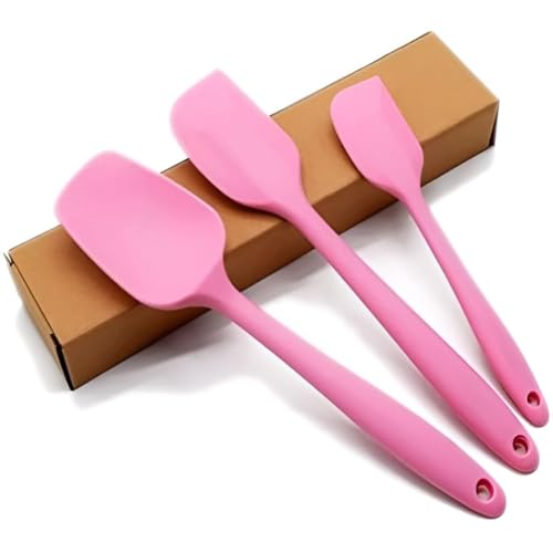 P Plus Fire P PlusFire Non-Stick Heat-Resistant BPA-Free Silicone Scraper Spatula Turner Spoon for Baking, Cooking, Mixing, Kitchen Tools Silicone Scraper with Nonslip Handle for Cooking (Set of 4, Pink) - Image 4