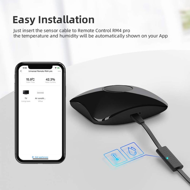 Broadlink RM4 Universal Remote Control, Smart Home Automation Wi-Fi Infrared Blaster for TV Air Conditioner STB Audio, Works with Alexa, Google Home, IFTTT (Sensor Cable) - Image 4