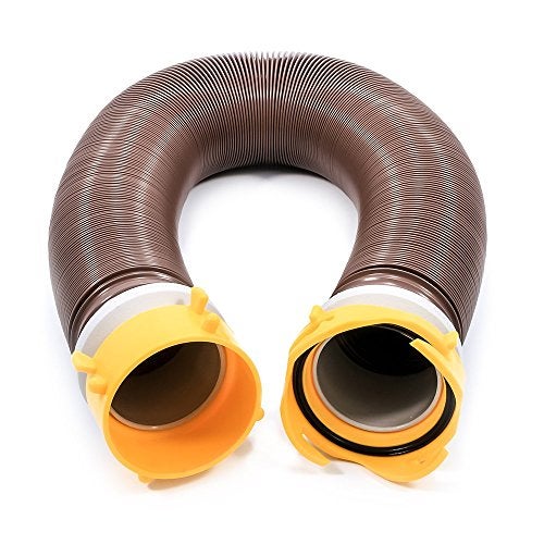 Camco 39623 Revolution 10' Sewer Hose Extension - Heavy Duty Design with Pre- Attached Swivel Lug and Bayonet Fittings, Easy to Use and Compresses for Simple Storage, Brown - Image 1