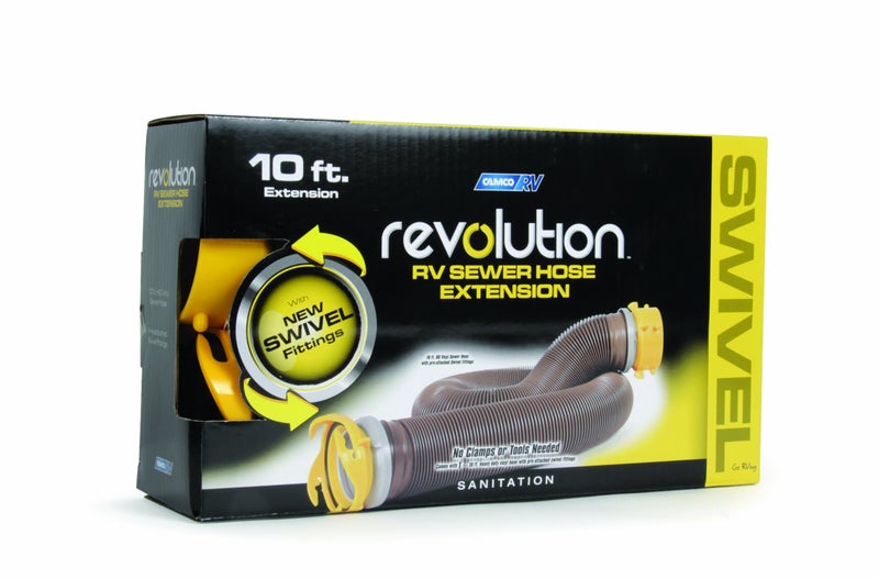 Camco 39623 Revolution 10' Sewer Hose Extension - Heavy Duty Design with Pre- Attached Swivel Lug and Bayonet Fittings, Easy to Use and Compresses for Simple Storage, Brown - Image 2