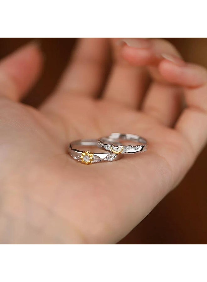 سيمهو زوج من خواتم الشمس والقمر البسيطة الشخصية - Image 2