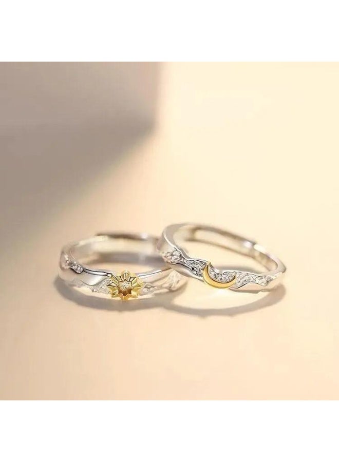 سيمهو زوج من خواتم الشمس والقمر البسيطة الشخصية - Image 3