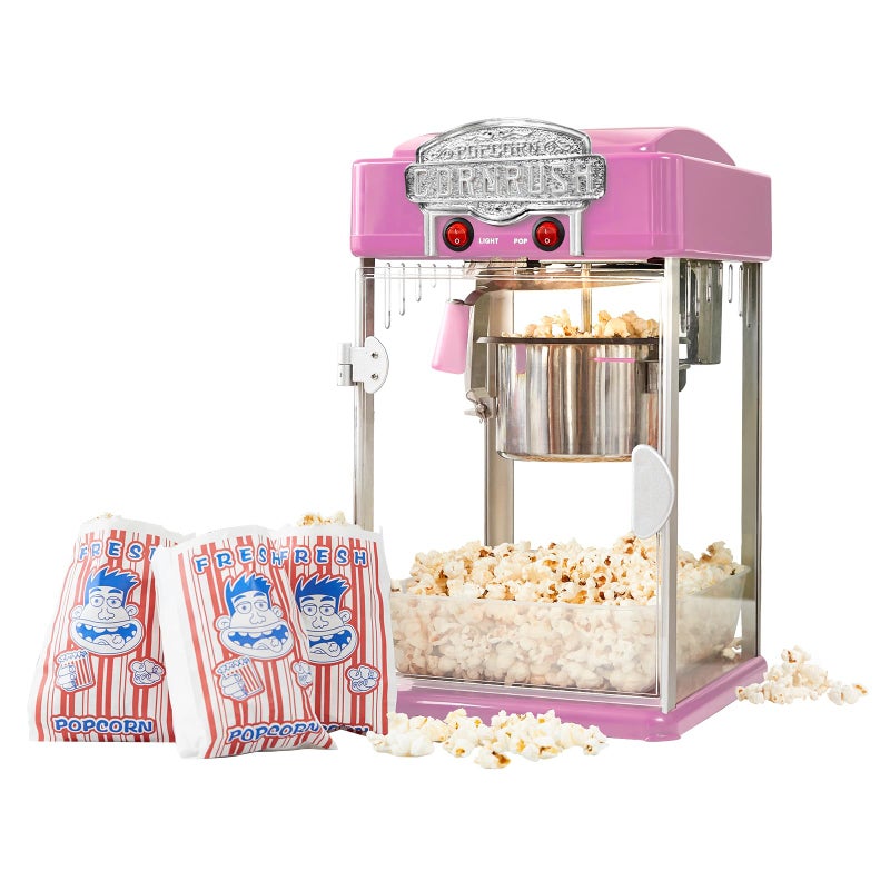 Popcorn Popper Machine4 OZ Vintage Professional Popcorn Maker Theater Style with Nonstick Kettle Warming Light and Serving Scoop Pink