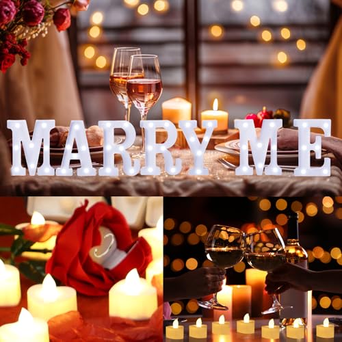 Zealor Marry Me Light Up Letters Proposal Decorations Marry Me Sign 24 LED Candles 2000 Rose Petals 10 Foil Balloon 10ft Carpet Runner Rose Ring Box for Valentine's Day Wedding Proposal Engagement (White) - Image 4