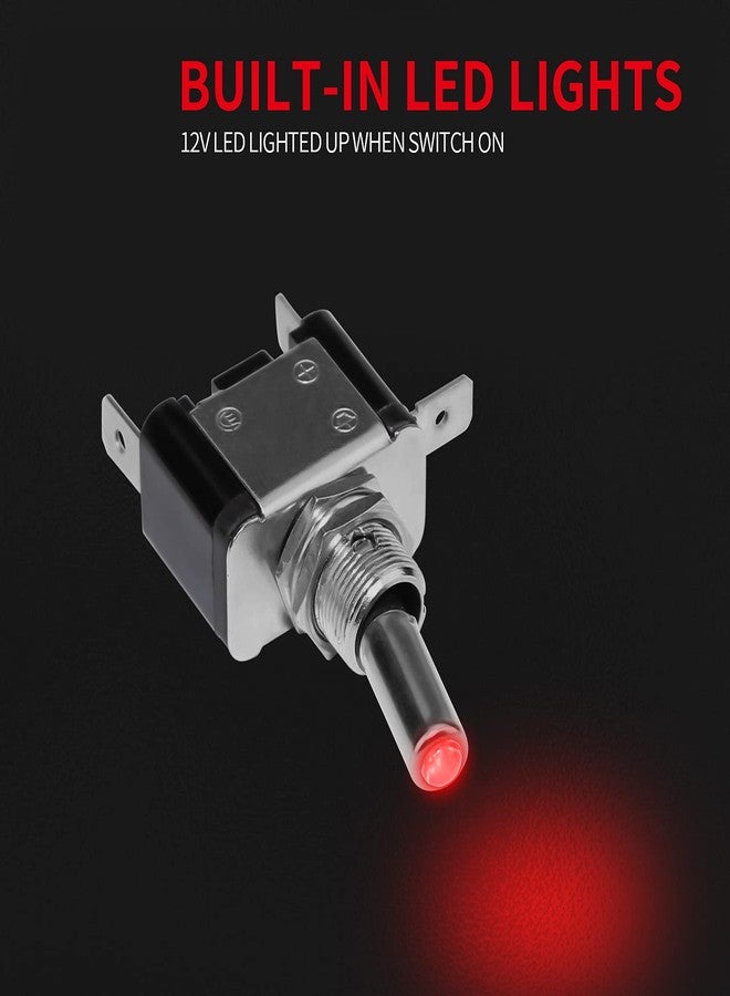 DAIERTEK 12V Red LED Illuminated Toggle Switch with Safety Hinged Cover for Aircraft Protection 12 Volt Dc 20A Illuminated Heavy Duty Covered Racing Car - Image 2