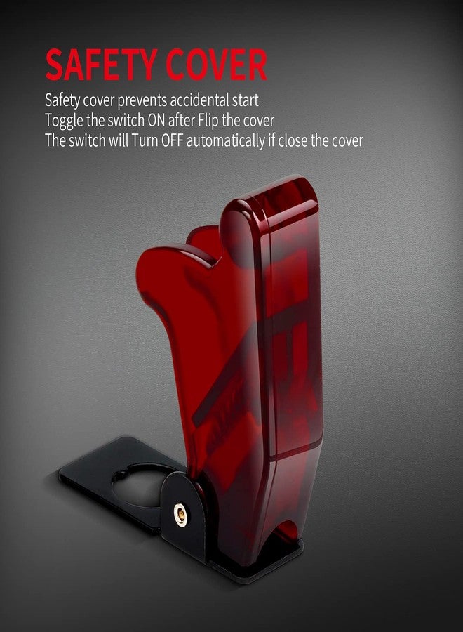 DAIERTEK 12V Red LED Illuminated Toggle Switch with Safety Hinged Cover for Aircraft Protection 12 Volt Dc 20A Illuminated Heavy Duty Covered Racing Car - Image 5