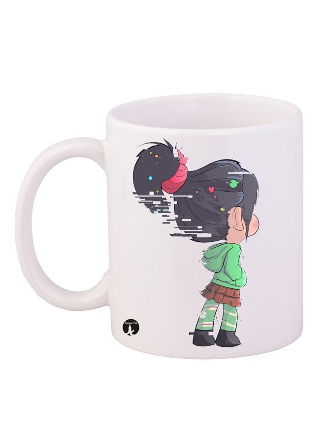 Printed Mug White/Green/Pink 11ounce