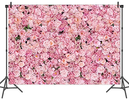 CGXINS 8x6ft Pink Rose Wall Picture Photo Background Pink Flowers Photography Backdrop for Girls Birthday Party Wedding Bridal Shower Party Banner Decoration - Image 2