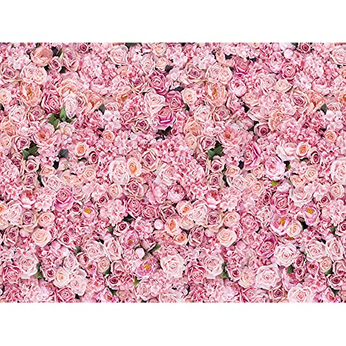 CGXINS 8x6ft Pink Rose Wall Picture Photo Background Pink Flowers Photography Backdrop for Girls Birthday Party Wedding Bridal Shower Party Banner Decoration - Image 1
