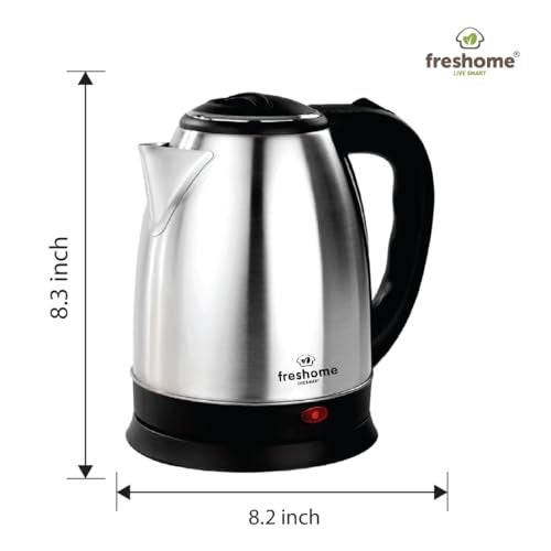 FRESHOME Electric Kettle 1.5 Litre, 1500 Watts Stainless Steel Auto Shut Off Cordless Electric Water Boiler for Tea, Coffee, Milk, Hot Water, Instant Noodles (Silver & Black) - Image 5