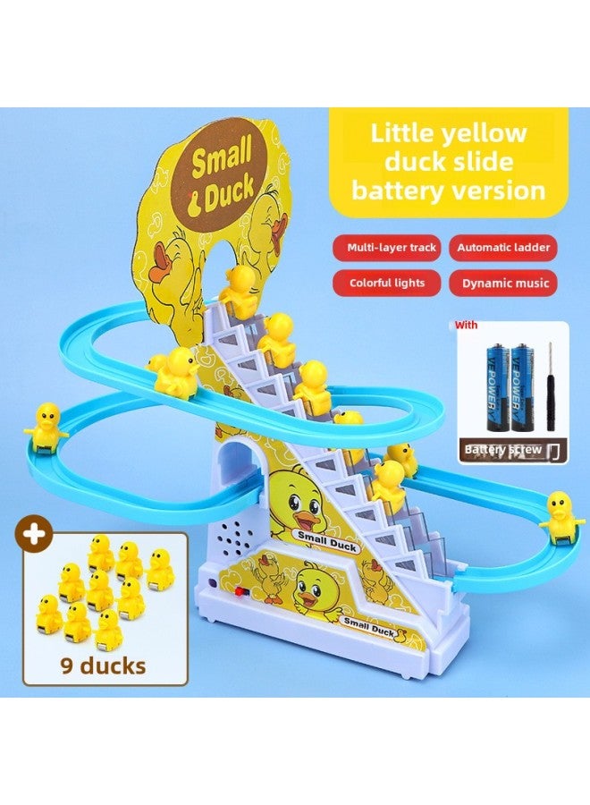 Children's Little Yellow Duck Climbing Stairs Educational Electric Track One Year Old Girl Boy Baby Toy Slide-Colour: Stair Climbing Little Yellow Duck 1 Sound Effect  Comes With Ordinary Battery + Screwdriver  - Image 1