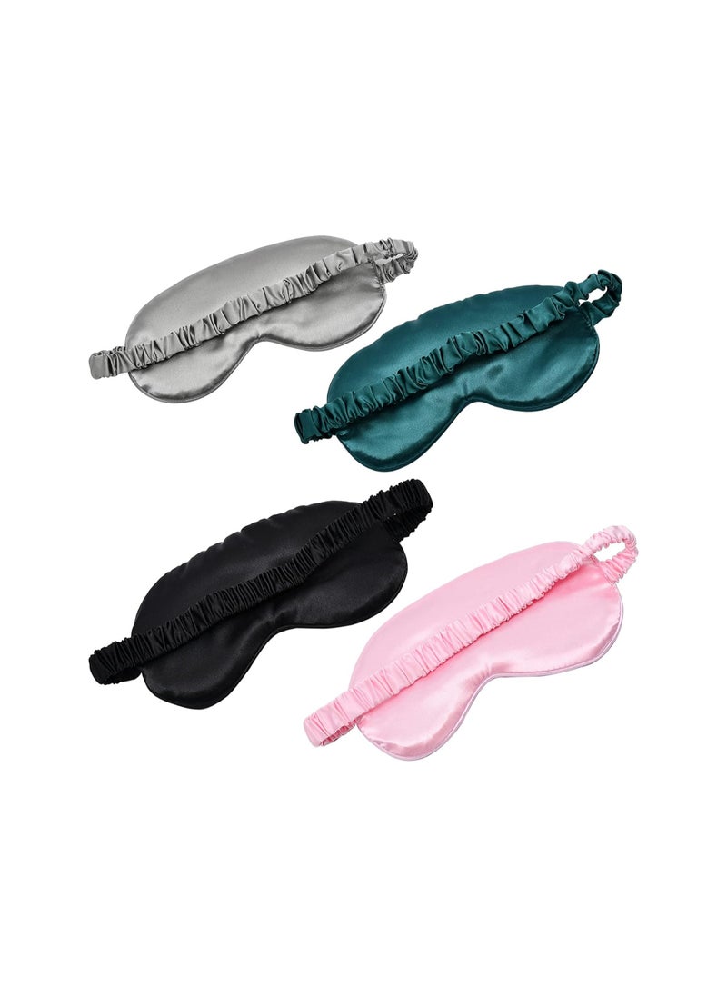 General - 4 PCS Soft Silk Sleep Eye Mask with Adjustable Strap, Comfortable Organic Mulberry Silk Blindfold, Blocks Light Reduces Puffy Eye-Mask - Image 1