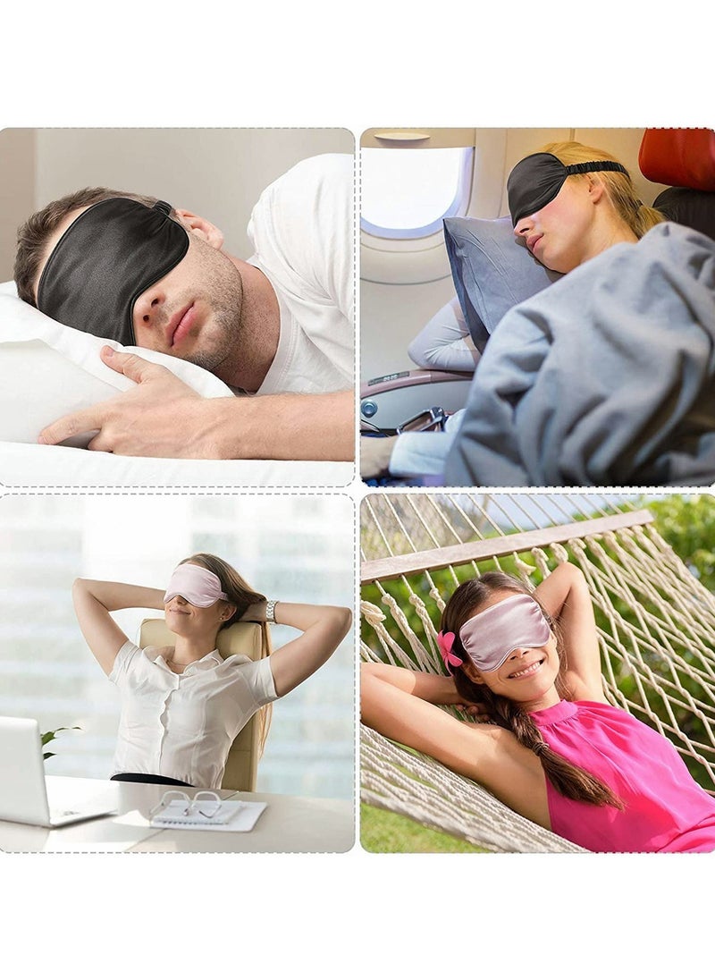 General - 4 PCS Soft Silk Sleep Eye Mask with Adjustable Strap, Comfortable Organic Mulberry Silk Blindfold, Blocks Light Reduces Puffy Eye-Mask - Image 1