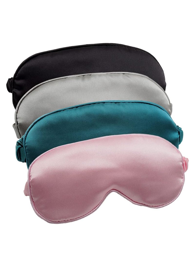 General - 4 PCS Soft Silk Sleep Eye Mask with Adjustable Strap, Comfortable Organic Mulberry Silk Blindfold, Blocks Light Reduces Puffy Eye-Mask - Image 1