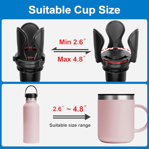 Zeyitian 2Pack Car Cup Holder Expander, Cup Holder Extender Adapter with Expandable Arm and Adjustable Base, Compatible with Yeti Ramblers, Hydro Flasks，Stanley, Owala Most Coffee Mugs Bottles & Cups - Image 4