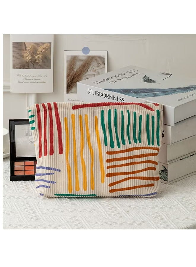 أوزيغالور حقيبة أدوات زينة نسائية للسفر مخططة لطيفة مخططة، حقيبة تخزين فرش مكياج، حقيبة مستحضرات تجميل - Image 1