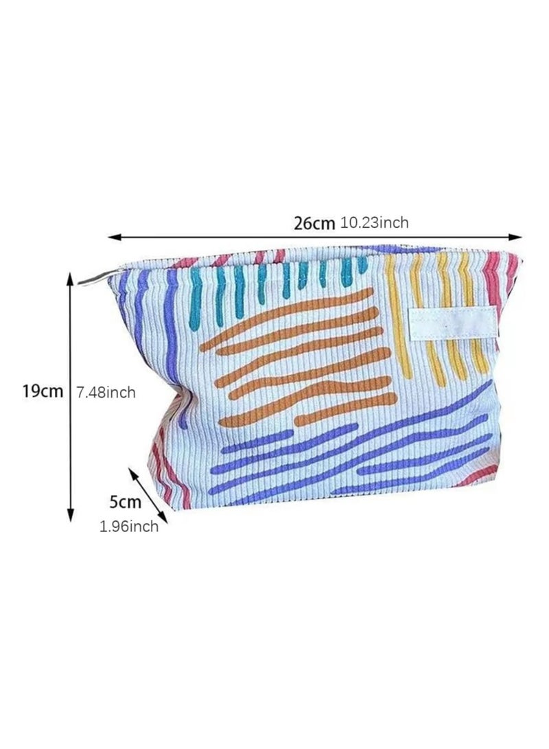 أوزيغالور حقيبة أدوات زينة نسائية للسفر مخططة لطيفة مخططة، حقيبة تخزين فرش مكياج، حقيبة مستحضرات تجميل - Image 2