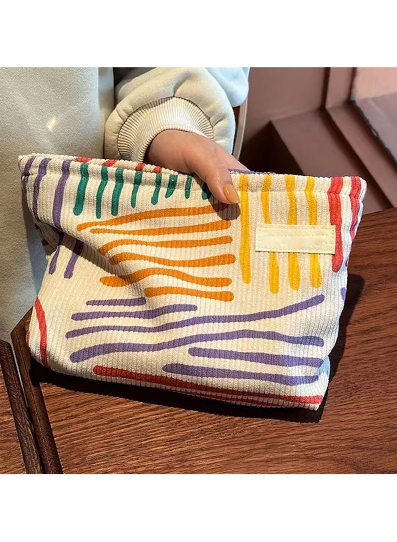 أوزيغالور حقيبة أدوات زينة نسائية للسفر مخططة لطيفة مخططة، حقيبة تخزين فرش مكياج، حقيبة مستحضرات تجميل - Image 3