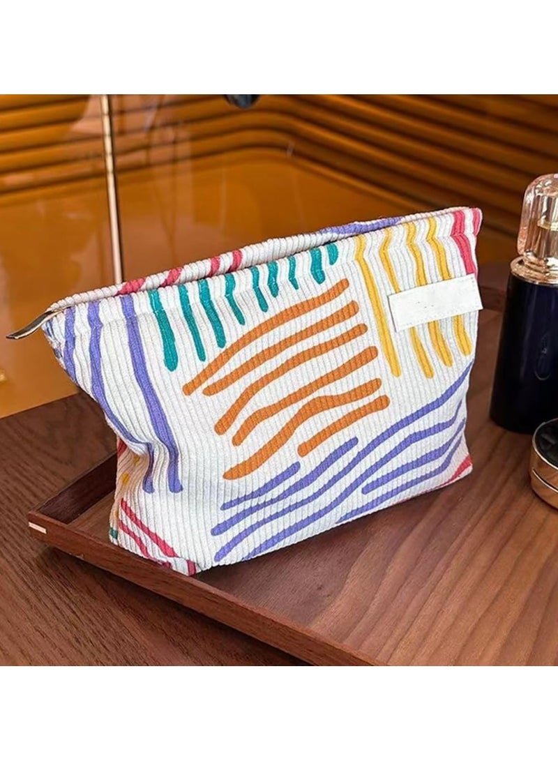 أوزيغالور حقيبة أدوات زينة نسائية للسفر مخططة لطيفة مخططة، حقيبة تخزين فرش مكياج، حقيبة مستحضرات تجميل - Image 4