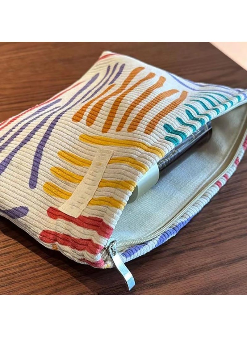 أوزيغالور حقيبة أدوات زينة نسائية للسفر مخططة لطيفة مخططة، حقيبة تخزين فرش مكياج، حقيبة مستحضرات تجميل - Image 5