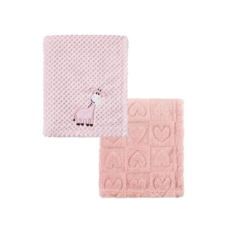 CREVENT 2Pcs 30X40 Cute Cozy Fluffy Warm Baby Blankets for Infants Toddlers Bedding Crib Cot Stroller Giraffe Sherpa Pink - Image 2