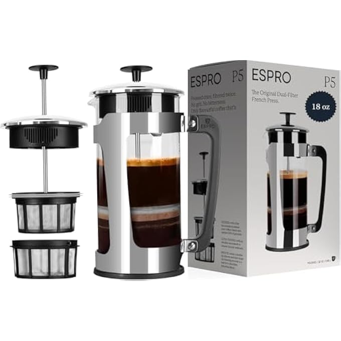 إسبرو مكبس قهوة P518 أونصة إبريق زجاجي وقفص من الفولاذ المقاوم للصدأ - Image 2