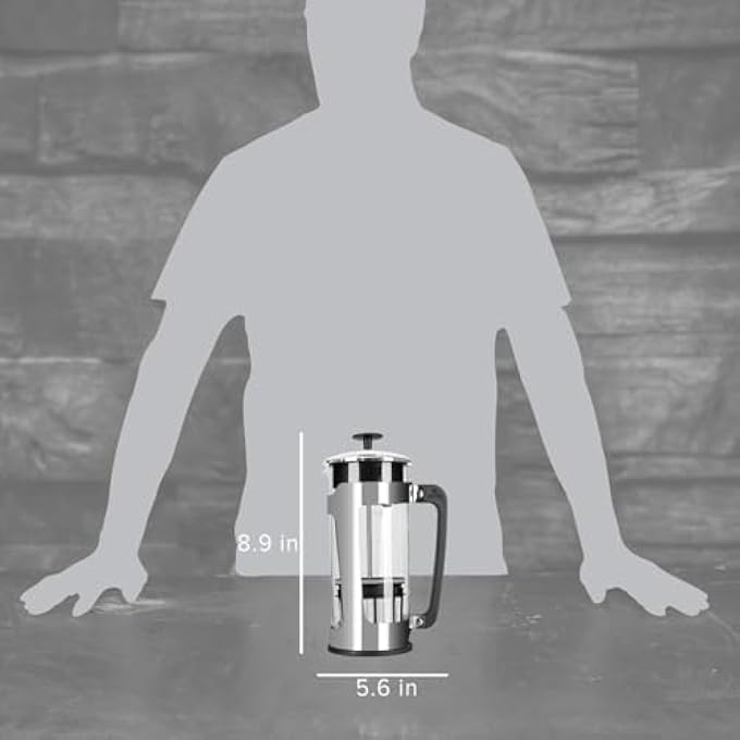 إسبرو مكبس قهوة P518 أونصة إبريق زجاجي وقفص من الفولاذ المقاوم للصدأ - Image 3