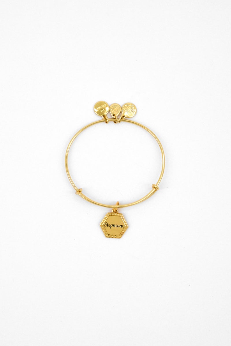 ALEX AND ANI Women Gold-Tone Stepmom Charm Bangle Bracelet, Gold  - Image 2