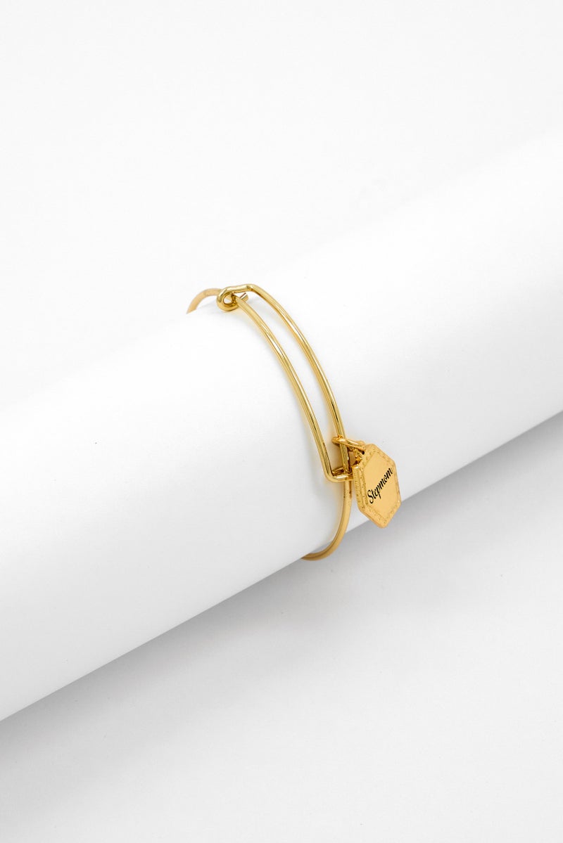 ALEX AND ANI Women Gold-Tone Stepmom Charm Bangle Bracelet, Gold  - Image 1
