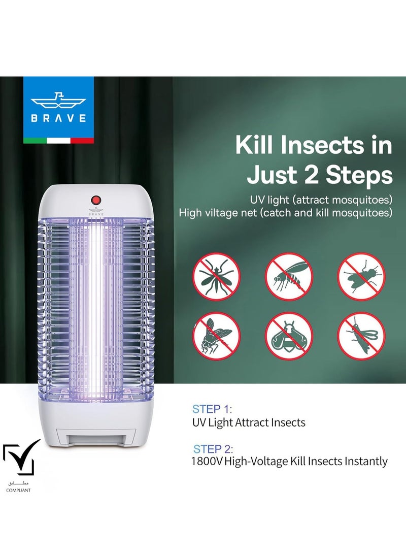 Brave Electric Insect Killer Bug Zapper 10W UV Lamp (1800V) | Powerful Mosquito & Flying Insect Trap | Silent and Safe Pest Control for Indoor & Outdoor Use | Home, Kitchen, Bedroom, Patio, Garden, Office, Restaurant & Commercial Spaces | White - Image 3