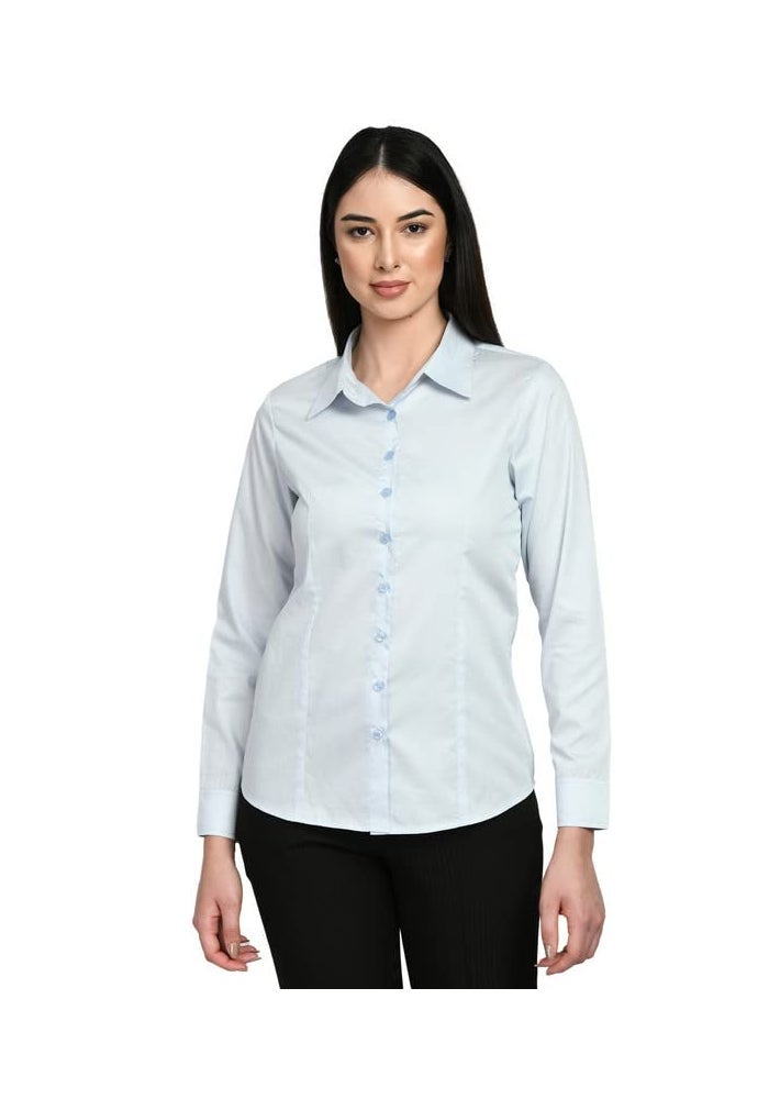 Exude Blue Solid Shirt for Women - Image 1