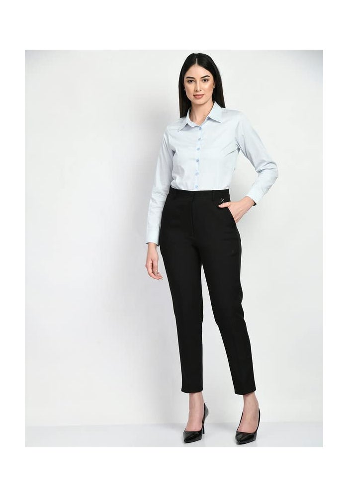 Exude Blue Solid Shirt for Women - Image 4