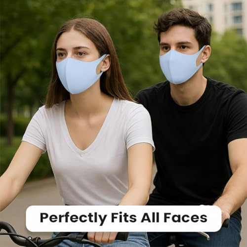 Yugan Anti Pollution Reusable and Washable Face Mask for Adult, Unisex, Soft Breathable Oxford Fabric (Blue - 6 Pcs - Adult) - Image 2