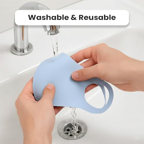 Yugan Anti Pollution Reusable and Washable Face Mask for Adult, Unisex, Soft Breathable Oxford Fabric (Blue - 6 Pcs - Adult) - Image 5