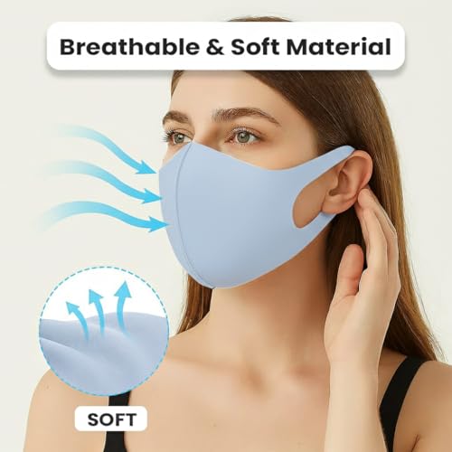 Yugan Anti Pollution Reusable and Washable Face Mask for Adult, Unisex, Soft Breathable Oxford Fabric (Blue - 6 Pcs - Adult) - Image 3