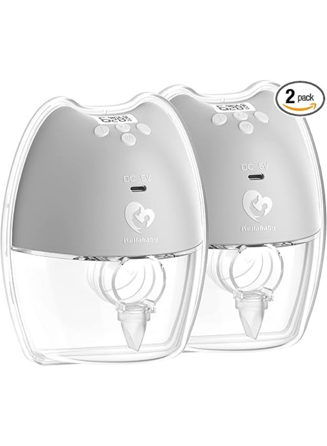 Bellababy Hands-Free Breast Pump Wearable with Storage Box, LED Display Electric Breast Pumps Wireless Portable, 4 Modes & 9 Levels Suction, 2 Packs. (24mm Flange, 21/19/17mm inserts) - Image 1
