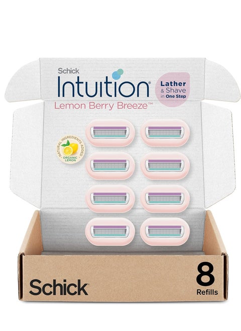 Intuition Schick Refill, Lemon Berry Breeze Razors for Women | Razor Blades Refill with Organic Lemon, 8 Count Razor Refills