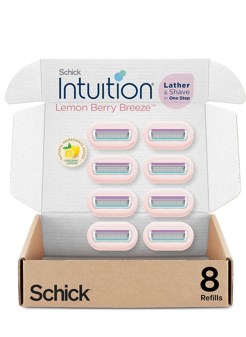 schick Intuition Schick Refill, Lemon Berry Breeze Razors for Women | Razor Blades Refill with Organic Lemon, 8 Count Razor Refills  - Image 1