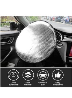 ShebSheb Car Steering Wheel Sun Shade Cover, Thickened Aluminum Foil Full Coverage Steering Wheel Cover, Sun Block Anti-Heat Steering Wheel Protector for Car Truck SUV Vang Wheel Covers  - Image 2