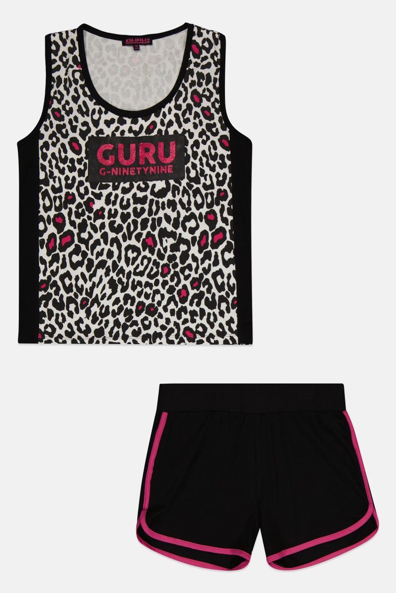 Guru 99 Kids Girl 2 Pieces Graphic Print Top And Bottom Set, Multicolor  - Image 1