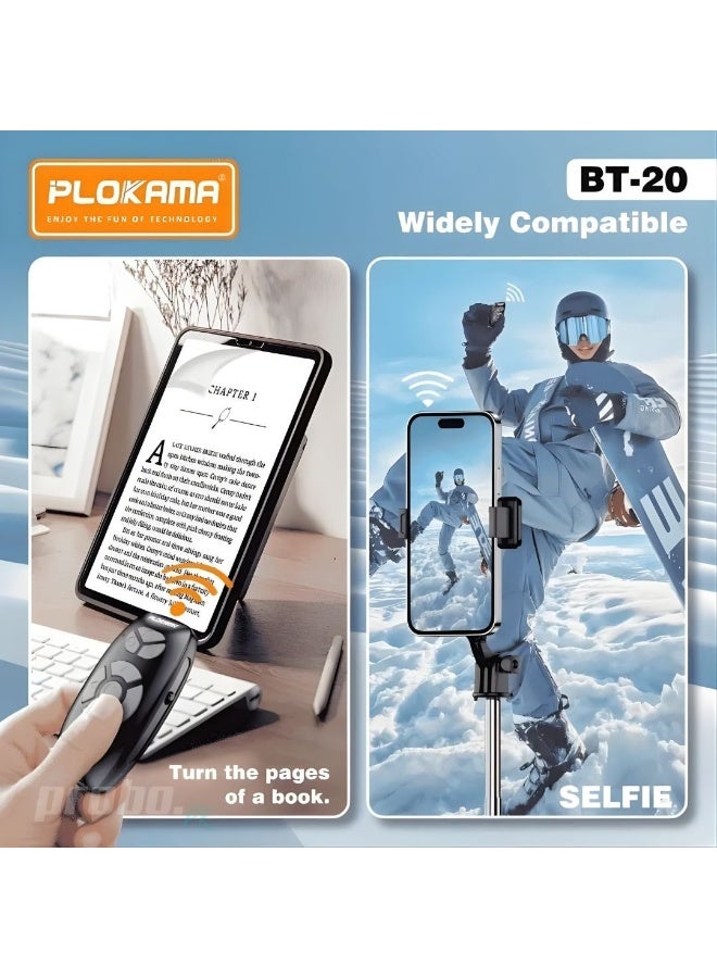 Plokama BT-20 10M Range Bluetooth Remote Control for Smartphones Wireless With Camera Shutter, Video Control, Media Navigation Portable Remote for Android & iOS Devices - Image 4