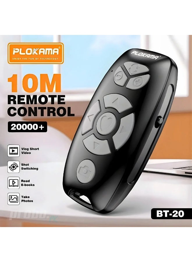 Plokama BT-20 10M Range Bluetooth Remote Control for Smartphones Wireless With Camera Shutter, Video Control, Media Navigation Portable Remote for Android & iOS Devices - Image 2