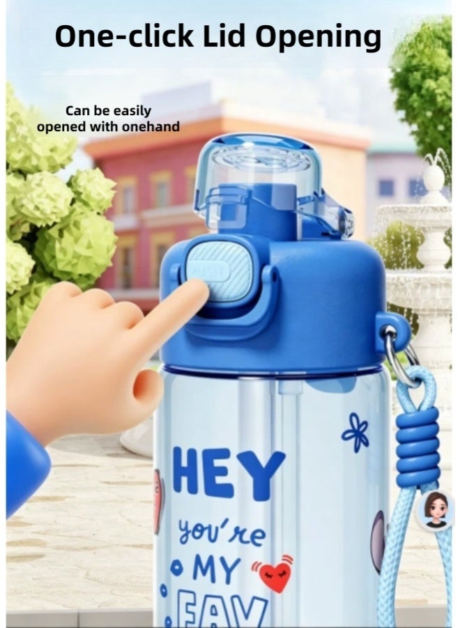 Stitch 2-in-1 750ml Spray Water Bottle Portable Outdoor Sports Spray Water Bottle Suitable for Students and Various Outdoor Activities Features Volume Markings suitable for all ages and genders (blue) - Image 4