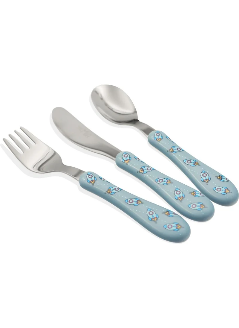 The Mia Baby Cutlery Set Rocket 3 Pieces