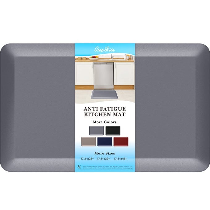 45 INCH THICK KITCHEN MAT ANTI FATIGUE MAT KITCHEN RUGS KITCHEN DECOR NONSLIP STAIN RESISTANT WATERPROOF KITCHEN MATS DESK MAT FOR KITCHEN OFFICE WORKSHOP GREY 17 X 28