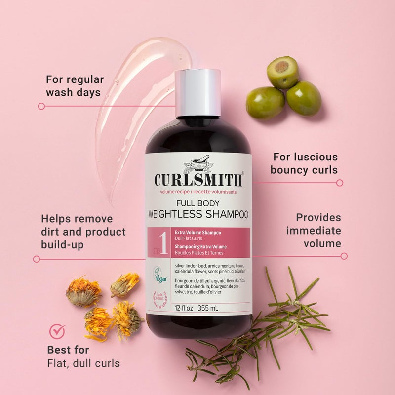 CURLSMITH Full Body Weightless Shampoo - A Volumizing Shampoo for Curls, Removes Build-up and Cleanses, For All Curl Types, Vegan & Cruelty Free (12 oz) - Image 2