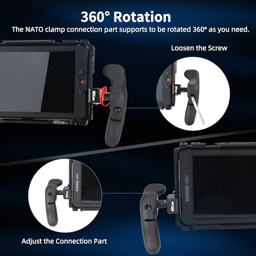 Nitze Side Handle Kit with NATO Clamp, 360° Adjustable NATO Side Handles for Smartphone/iPad/Monitor/Camera Cages - PA32C - Image 3