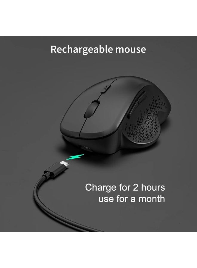 JERTECH W500 Wireless Mouse – Dual Mode Bluetooth & 2.4G – Silent Click – Rechargeable USB-C  – Ergonomic for Office & Casual Gaming – Black - Image 2