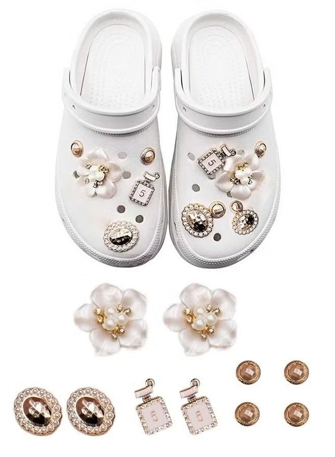 12 Pcs Bling Shoe Charms for Women, Bling Croc Charms Pearl Shoe Charms with Shoe Chains Crystal Rhinestone Shoe Charms DIY Shoe Decoration Charms for Croc Clog Sandals Fit Party Favors Birthday Gifts - Image 4